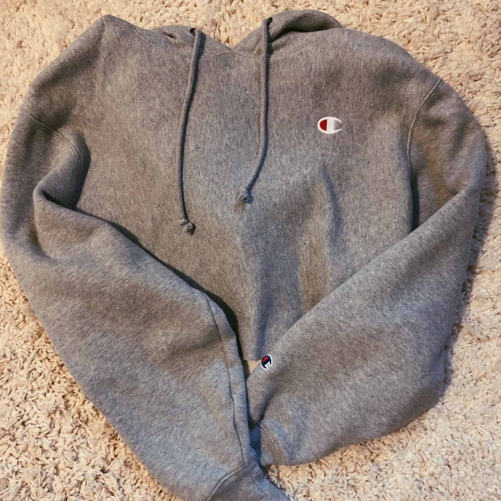 grey champion reverse weave cropped hoodie